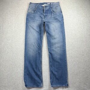 G Star Raw Jeans Mens 32x34 New Radar Low Loose Straight Faded Whiskered Preppy
